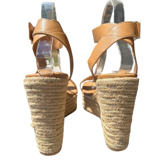FOREVER 21‎ Tan Espadrilles Wedge Strap Strappy Heels Womens Size 7.5 - Picture 6 of 8